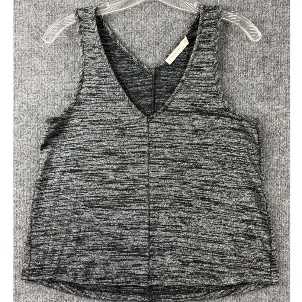 Rag & Bone NY Space Dye V-Neck Tank Top Gray Oversized XS Cotton Sleeveless Cami